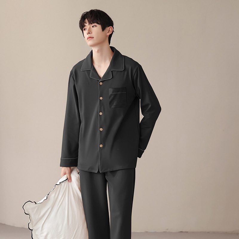 Casualowa Bawełniana Piżama Męska Z Klapami Homewear