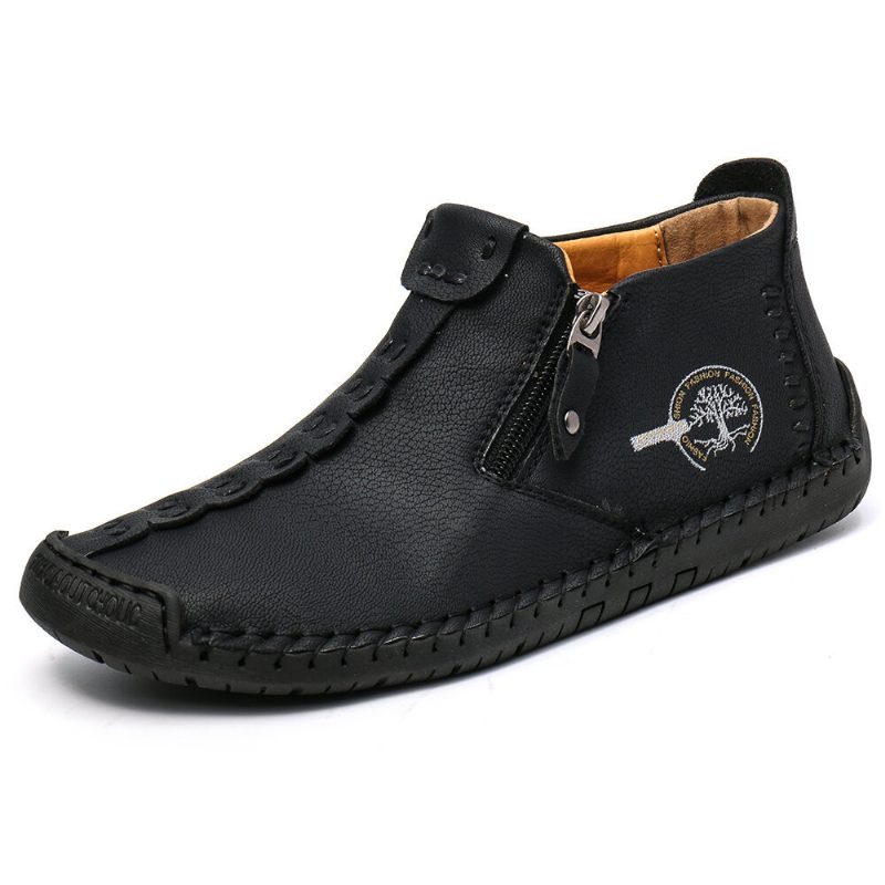 Męskie Buty Martin Jesienne I Zimowe Nowe Duże Rozmiary Na Zamek Błyskawiczny Outdoor Casual Ręcznie Szyte Narzędziowe