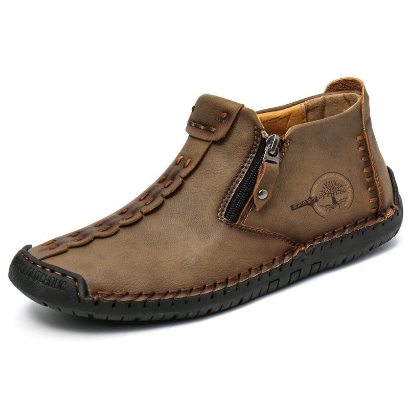 Męskie Buty Martin Jesienne I Zimowe Nowe Duże Rozmiary Na Zamek Błyskawiczny Outdoor Casual Ręcznie Szyte Narzędziowe
