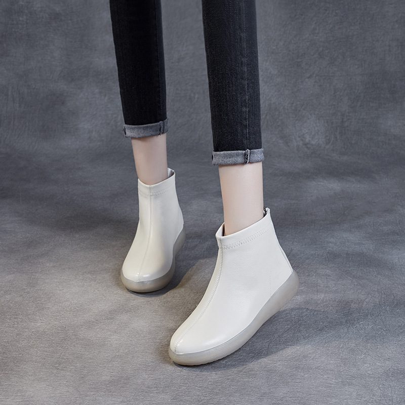 2024 Jesienne I Zimowe Nowe Skórzane Buty Martin Moda Damska Retro Krótkie Damskie Ścięgna Miękkie Dno
