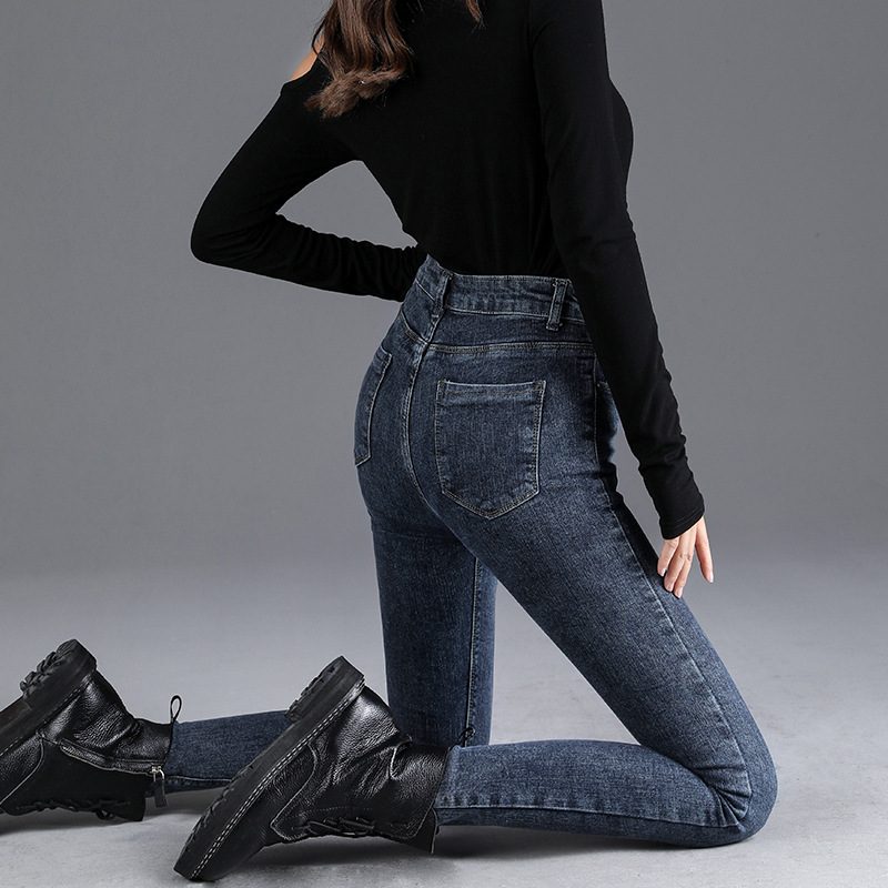 Elastyczne Jeansy Z Wysokim Stanem Damskie Skinny Stretch Slim