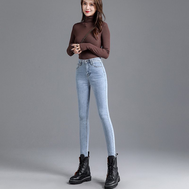 Elastyczne Jeansy Z Wysokim Stanem Damskie Skinny Stretch Slim