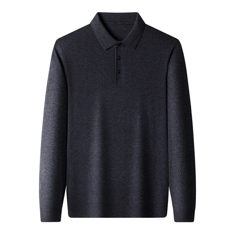 Klapy Slim Fit Męskie Swetry Casual Jednolity Kolor Długie Rękawy