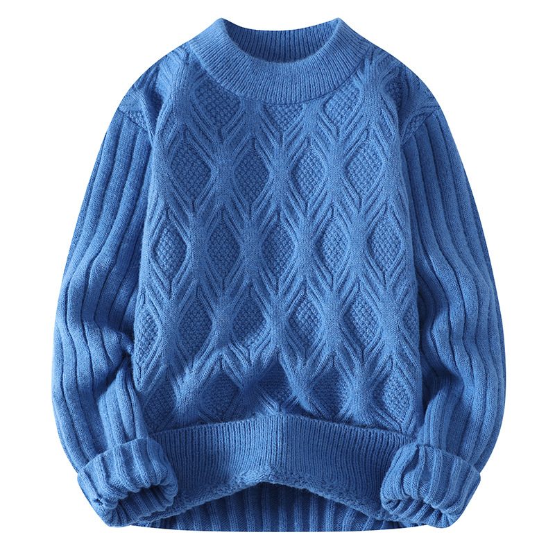 Sweter Męski 2024 Biały Gruby Z Okrągłym Dekoltem Trend