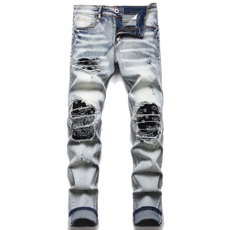 Męskie Spodnie Jeansowe Slim Fit Z Suwakiem