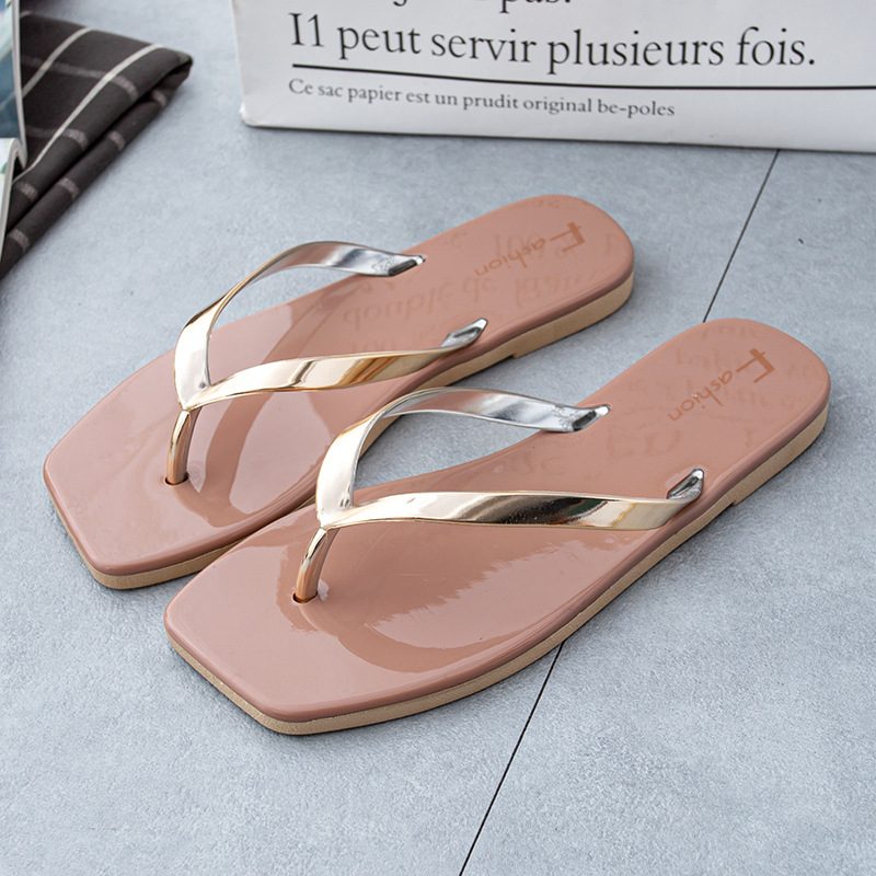 Japonki Damskie Letnie Płaskie Buty Moda Szczypta Miękkie Dno Sandały Plażowe Kapcie