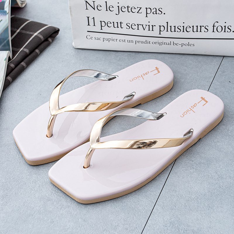 Japonki Damskie Letnie Płaskie Buty Moda Szczypta Miękkie Dno Sandały Plażowe Kapcie