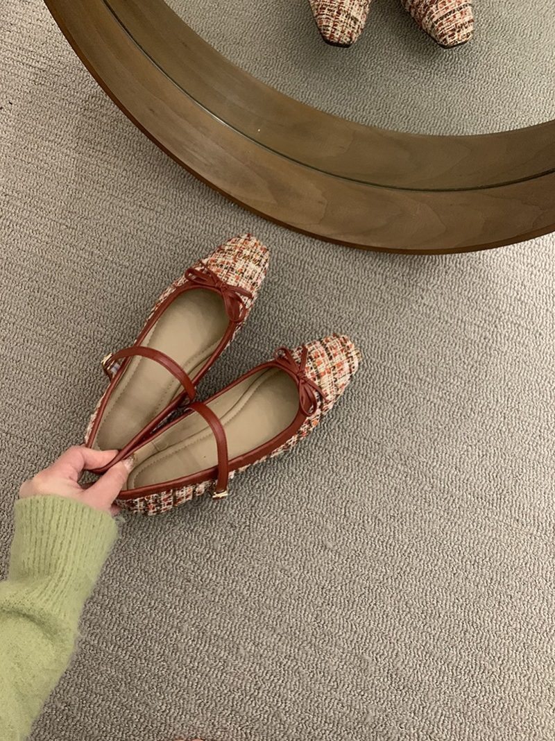 Buty Damskie Nowe 2024 Nowa Elegancka Sukienka Z Wiosennymi Groszkami Płaskie