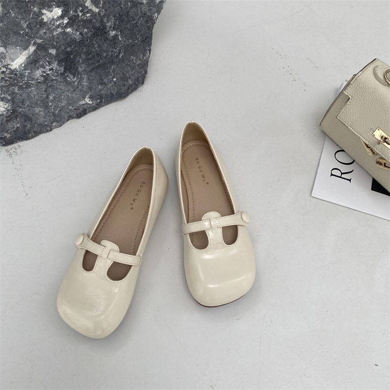 Okrągły Nosek Eleganckie Płaskie Buty Z Miękkim Dnem Damskie Wiosenne I Jesienne Retro Ciążowe Groszkowe W Stylu Letnim