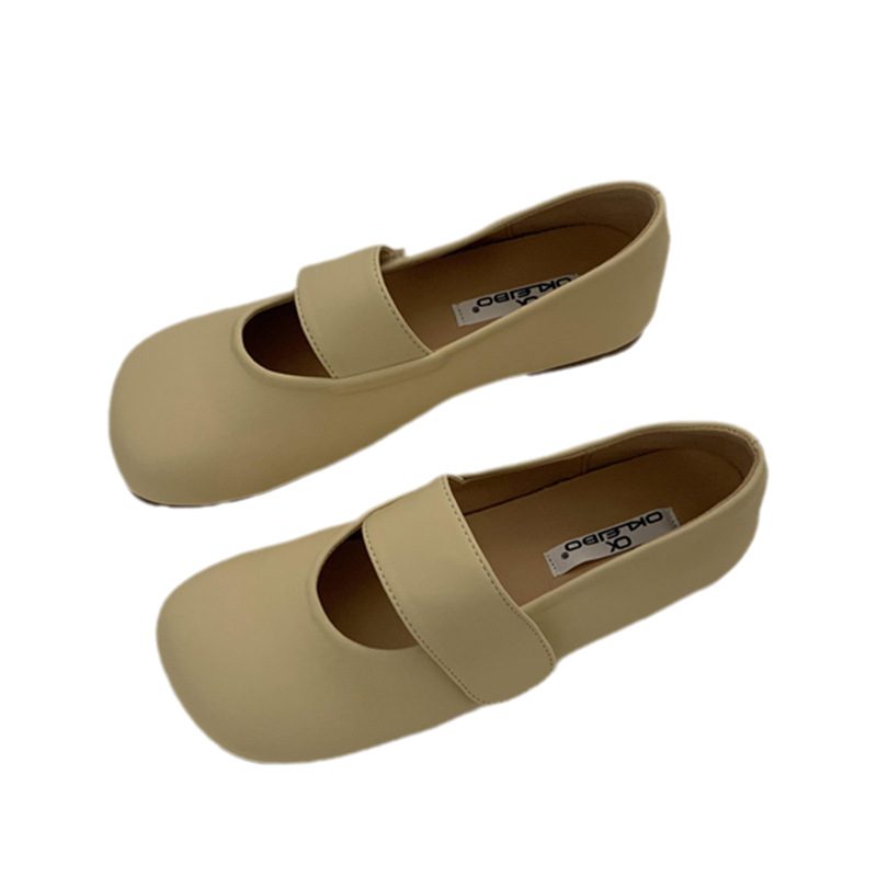 Płaskie Buty Retro Z Kwadratowym Noskiem Damskie Zapinane Na Rzep Nowe Miękkie Doudou