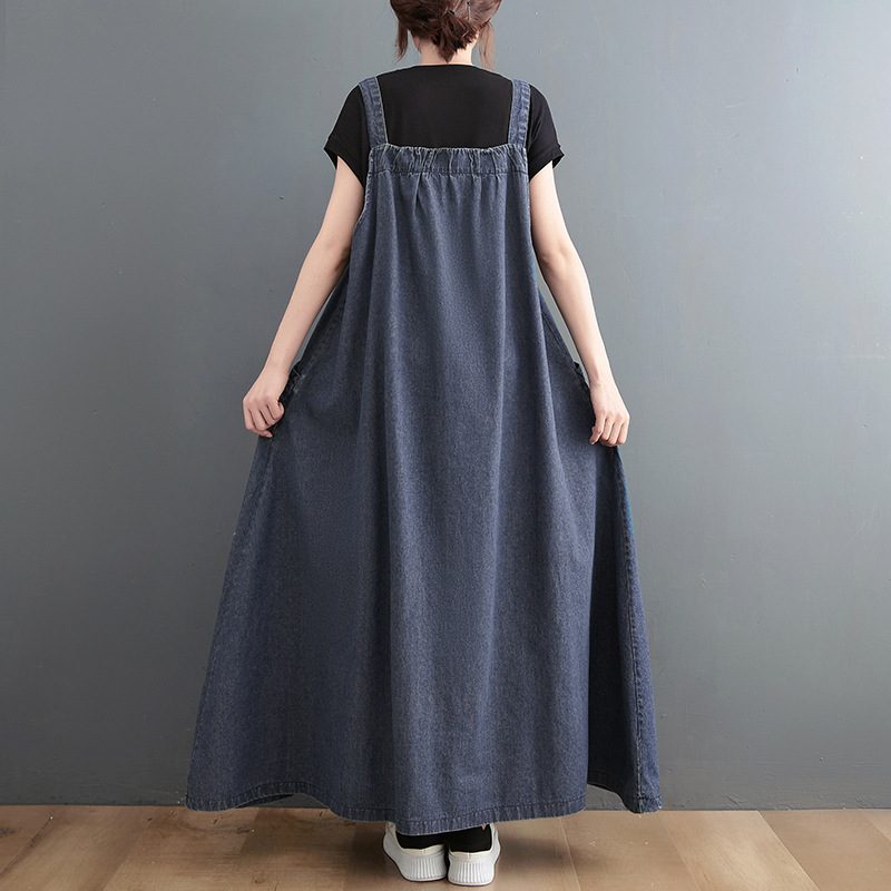 Suspenders Długie Spódnice Luźne Denim Szelki Sukienki