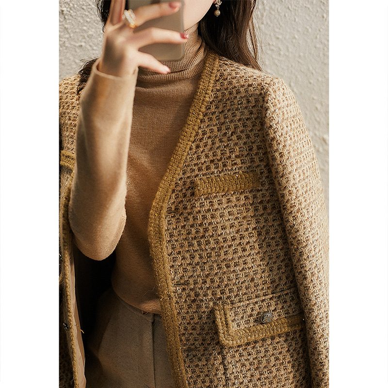 Wełniany Płaszcz Damski To Wysokiej Klasy Luźny Krótki Top W Stylu Retro