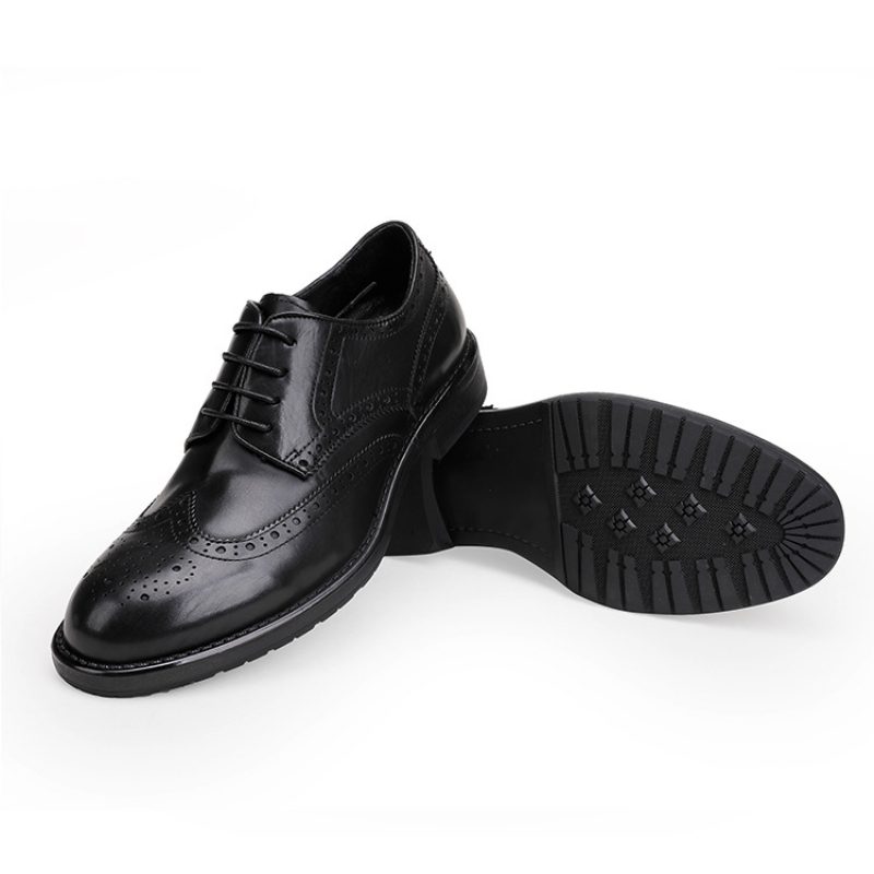 Buty Męskie Skórzane Oksfordzkie Biznesowe Nieformalne Sukienka Brogue Grawerowane Ślubne Derby