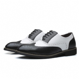 Buty Wyjściowe Ze Szpiczastym Noskiem Męskie Brogue W Stylu Retro Rzeźbione Skórzane Pasujące Kolorystycznie Do Modnych Butów