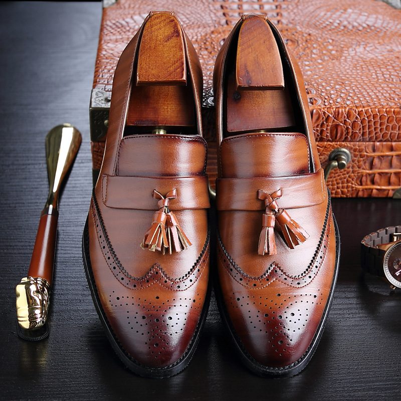 Męskie Buty Wyjściowe Nowe Moda Codzienna Brogue Z Frędzlami Obuwie W Dużych Rozmiarach