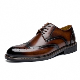 Wiosenne Nowe Męskie Buty Wizytowe Skórzane Business Casual Miękkie Podeszwy Ręcznie Robione Brogue Ślubne