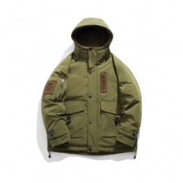 Gruba Męska Kurtka Puchowa Ciepła Modna Z Kapturem Outdoor Warm Assault