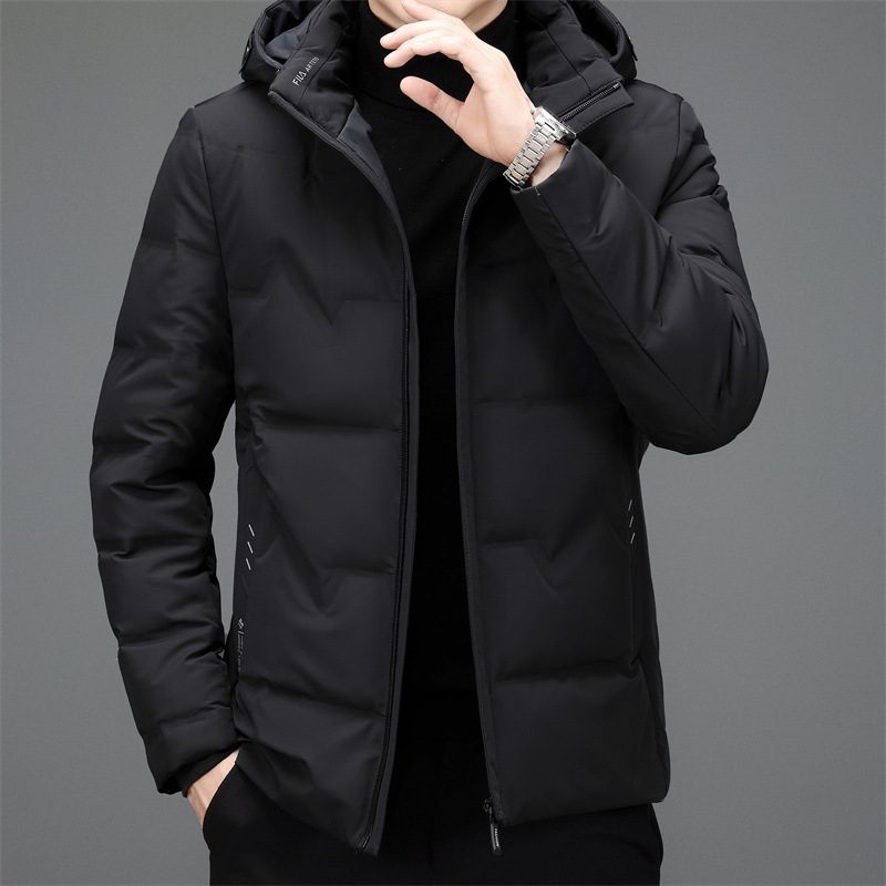 Męska Krótka Kurtka Puchowa Business Casual Slim Gruba