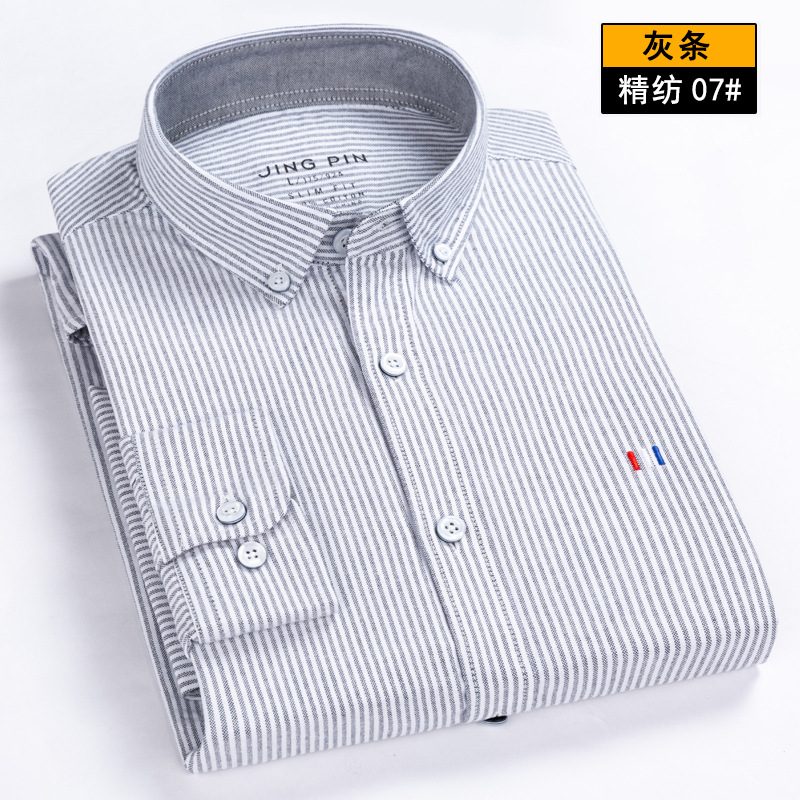 Jesienna Bawełniana Koszula Męska Z Długim Rękawem Slim Fit Casual