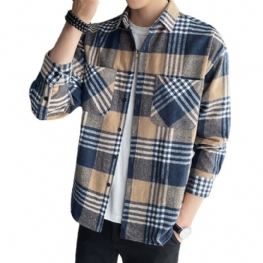 Koszule Męskie Długie Rękawy Sprawdź Trend Casual Modne Topy