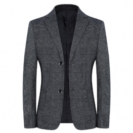 Nowa Męska Kurtka Plaid Casual Blazers Double Button Patch Pocket Jacket