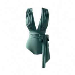 Retro Seksowny Jednoczęściowy Strój Kąpielowy Kobiety Pasek Backless Bow Wysoka Talia Bikini