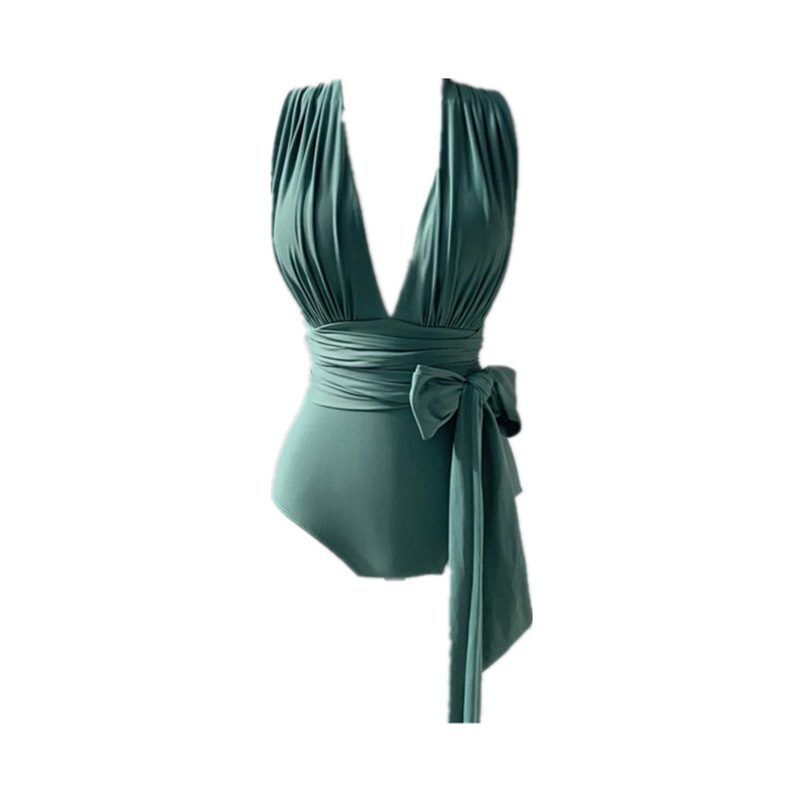 Retro Seksowny Jednoczęściowy Strój Kąpielowy Kobiety Pasek Backless Bow Wysoka Talia Bikini
