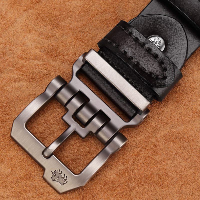 American Bison Belt Męski Skórzany Pasek Codzienny Ze Skóry Bydlęcej Business Pin Buckle Denim