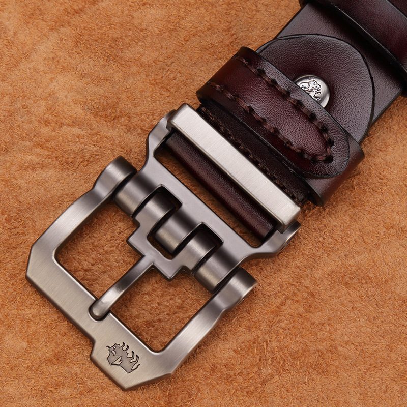American Bison Belt Męski Skórzany Pasek Codzienny Ze Skóry Bydlęcej Business Pin Buckle Denim