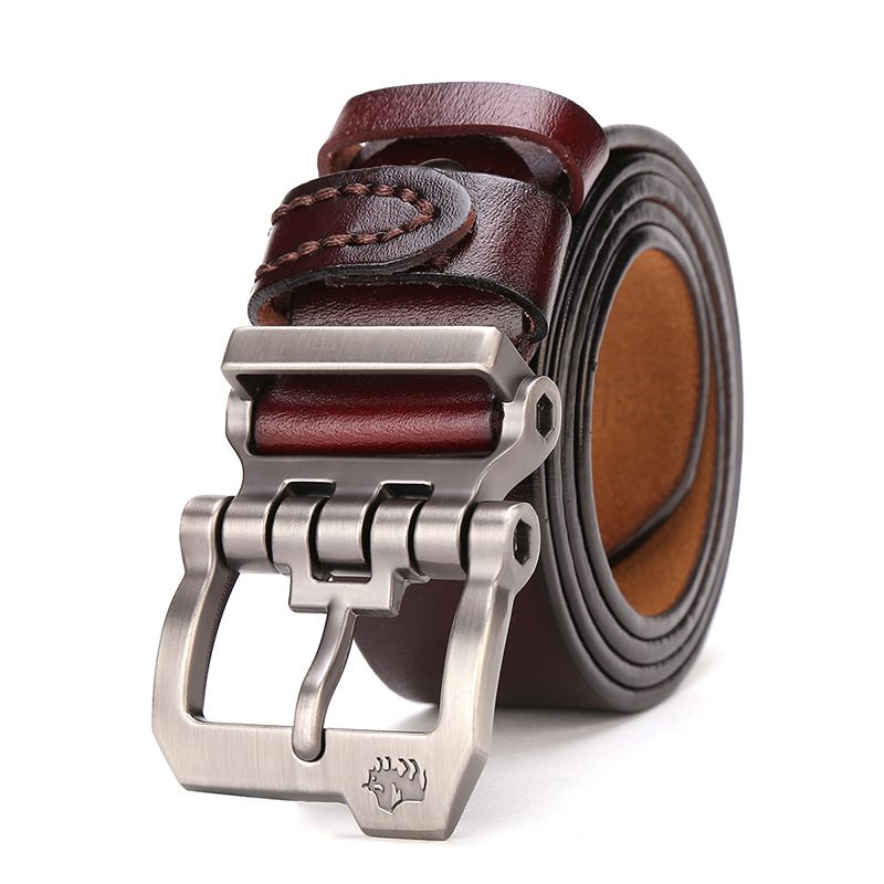 American Bison Belt Męski Skórzany Pasek Codzienny Ze Skóry Bydlęcej Business Pin Buckle Denim