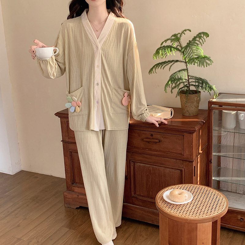 Piżama Damska Zestaw Spodni Z Długimi Rękawami Cotton Sweet Homewear
