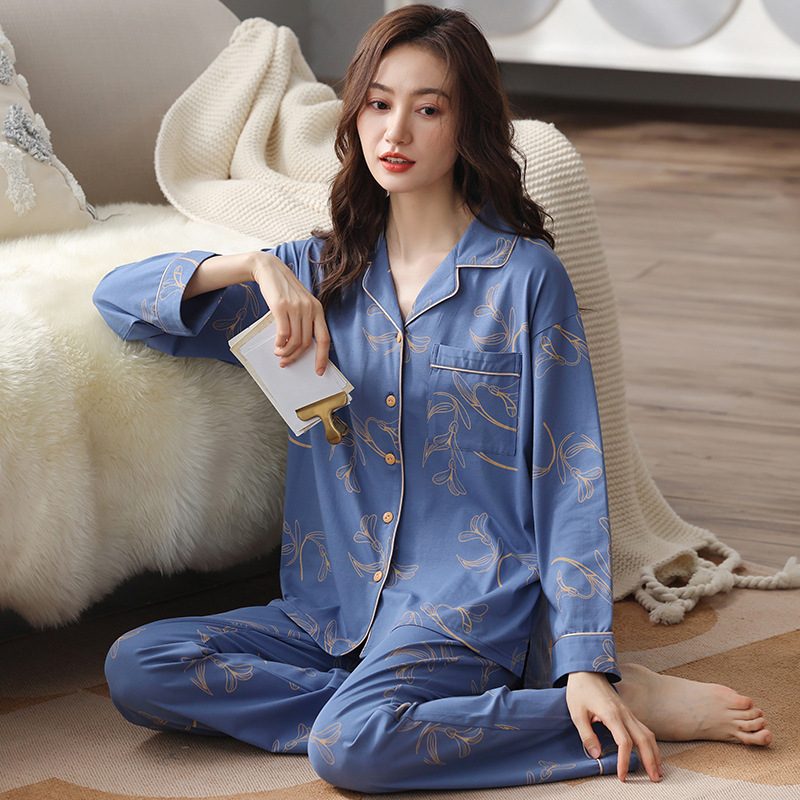 Piżamy Damskie Bawełniane Garnitury Z Długim Rękawem Casual Homewear