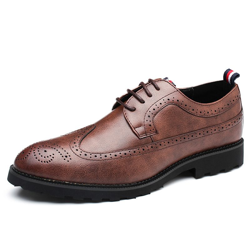 Nowe Biznesowe Buty Męskie Brogue Rzeźbione W Stylu Retro Wizytowe