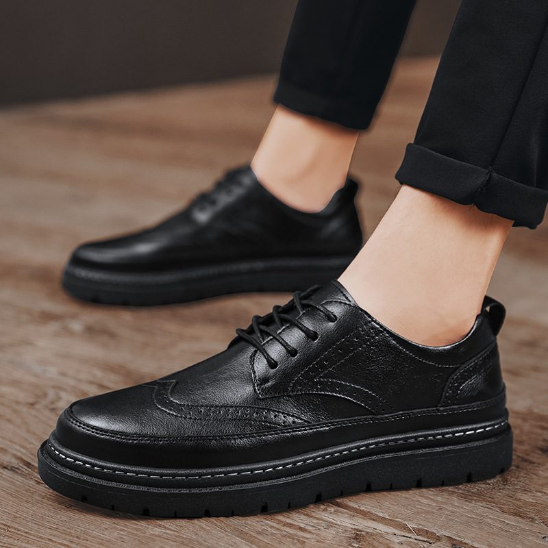 Wiosenne Buty Akcentowane Obuwie Na Co Dzień Męskie Skórzane Przeszycia Samochodowe Moda Sukienka Biznesowa