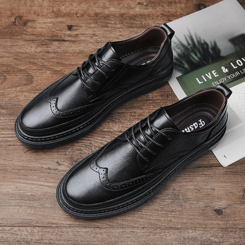 Wiosenne Buty Akcentowane Obuwie Na Co Dzień Męskie Skórzane Przeszycia Samochodowe Moda Sukienka Biznesowa