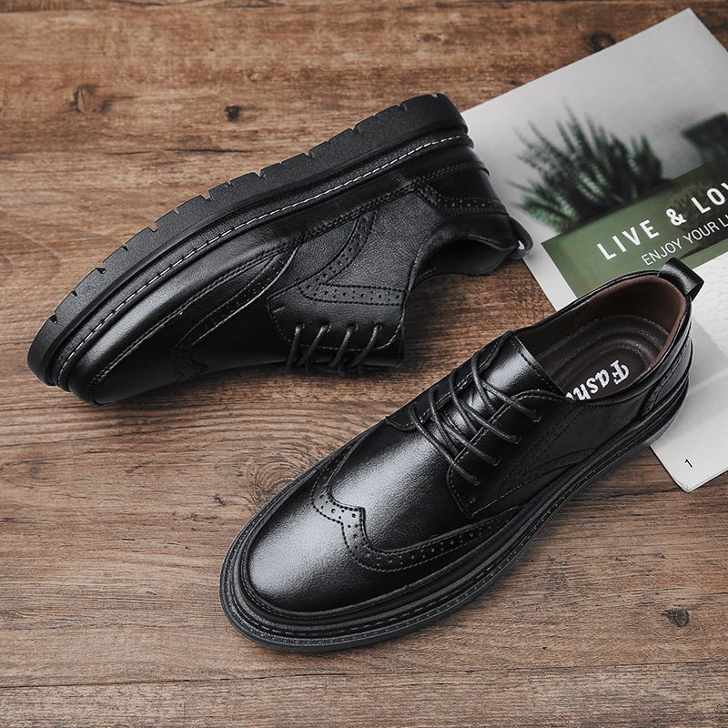 Wiosenne Buty Akcentowane Obuwie Na Co Dzień Męskie Skórzane Przeszycia Samochodowe Moda Sukienka Biznesowa