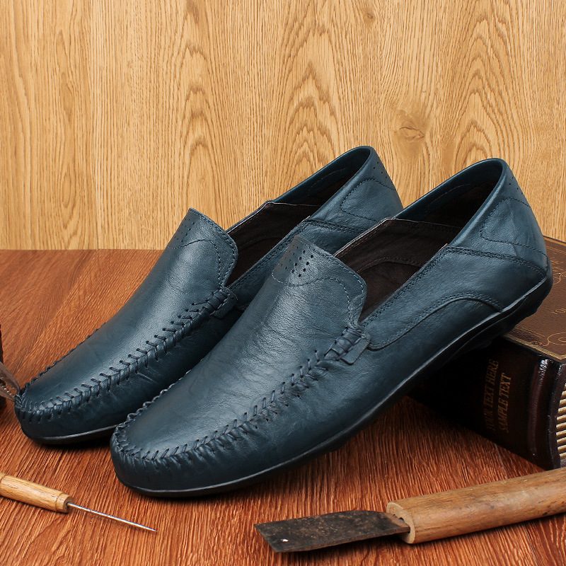 Letnia Skóra Bydlęca Peas Buty Z Prawdziwej Skóry Męskie Business Casual Dress Shoes Obuwie Duże Rozmiary Oddychające